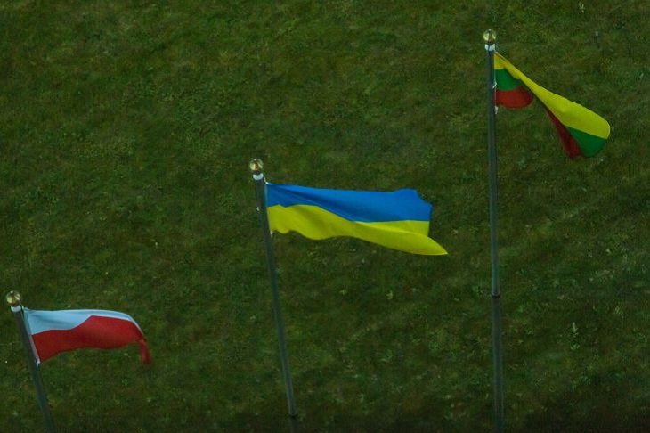 Флаги Польши, Украины и Литвы