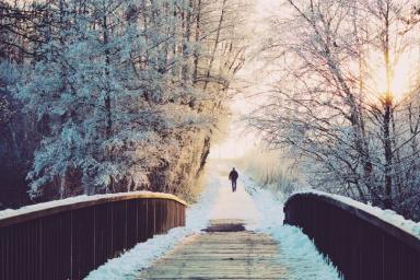 Зима Мост Человек