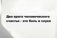 Два врага человеческого счастья - это боль и скука